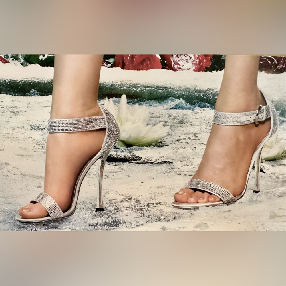 Sergio Rossi silver rhinestone sandals